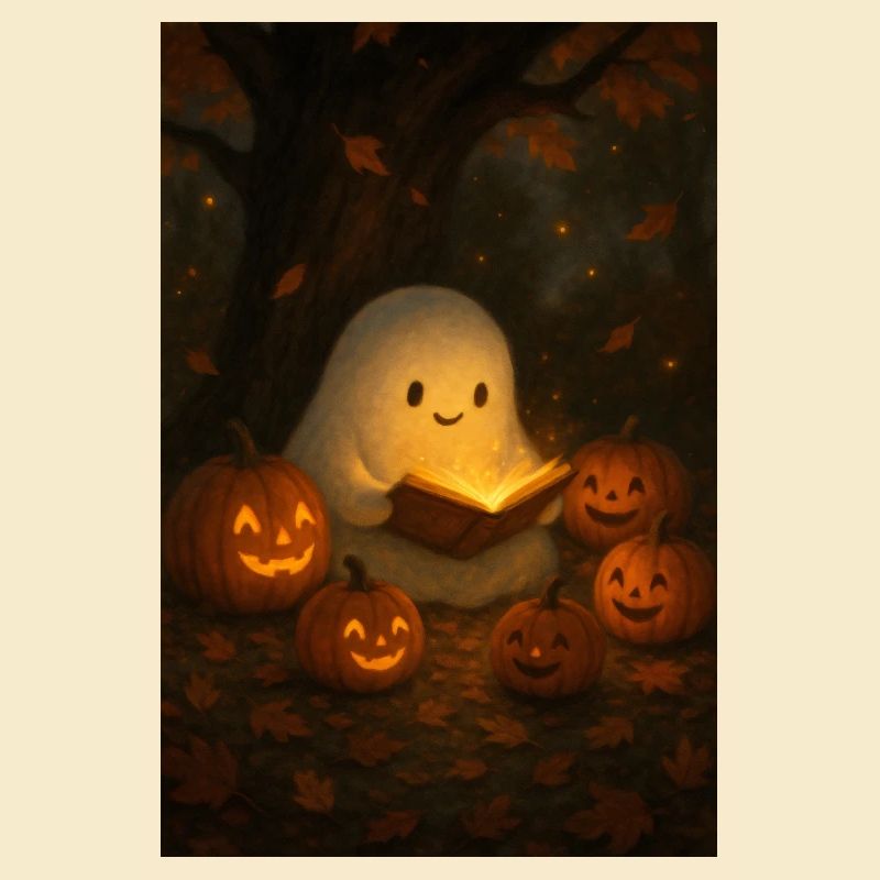 Halloween Geist liest Buch