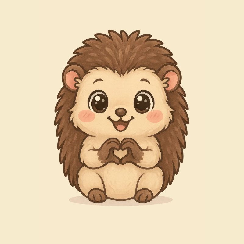 Cute hedgehog with heart hands