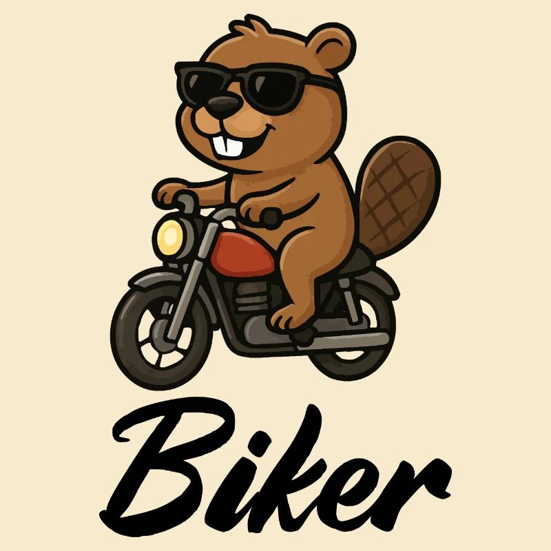 Biber Motorradfahrer mit Sonnenbrille