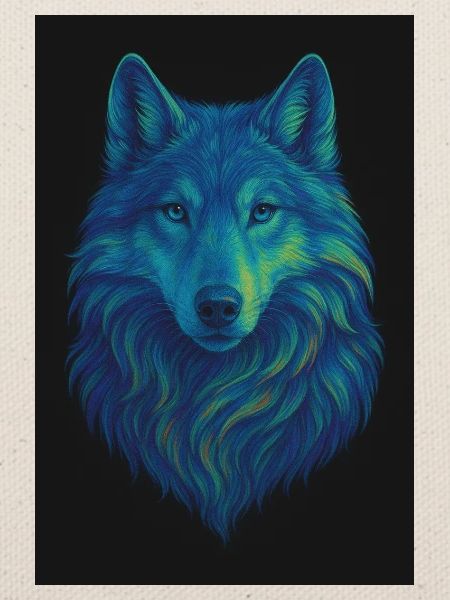 Neonwolf Farbiges Wolfporträt
