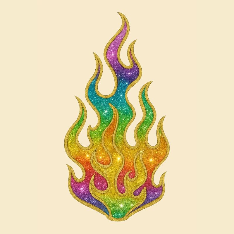 Rainbow Flames Glitter