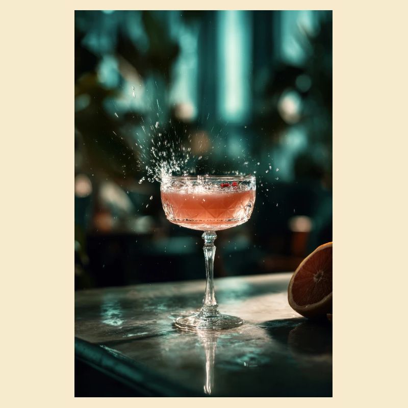 Rosa Cocktail Splash im Coupe-Glas