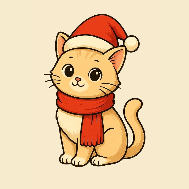 Winterkatze mit Santa Hut