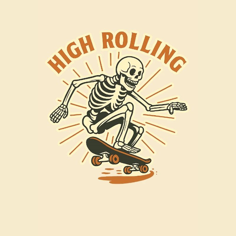 High Rolling Skelett Skateboard