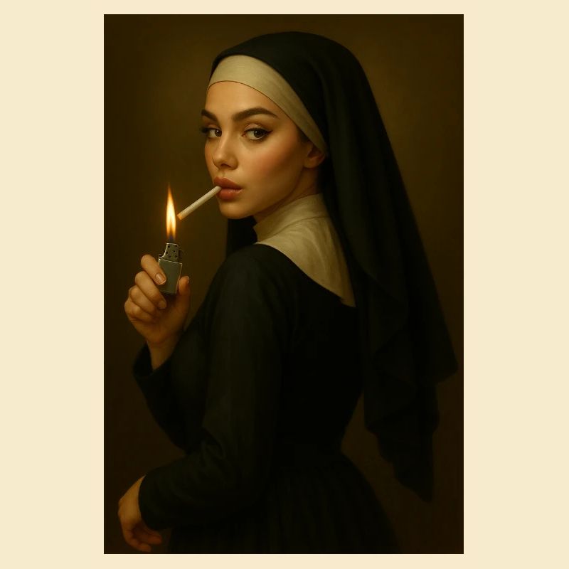 Nonne avec briquet
