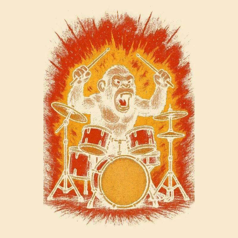 Monkey drummer on fire