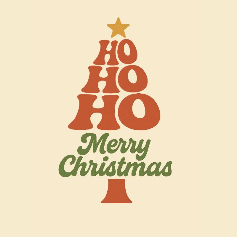 HoHoHo Weihnachtsbaum Typografie