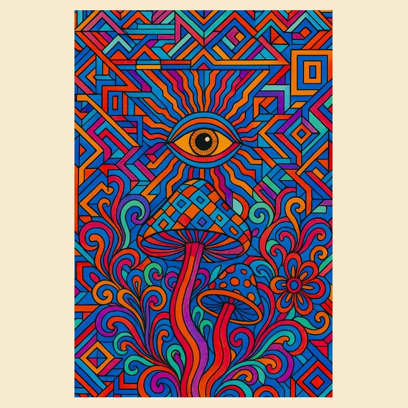 Psychedelisches Auge und Pilze