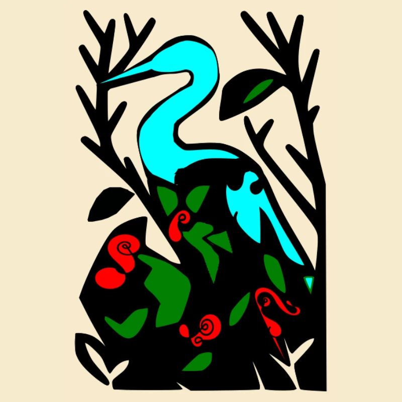 Héron bleu dans le feuillage