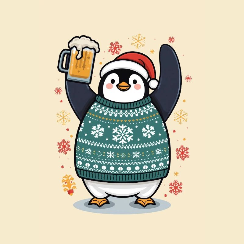 Festlicher Pinguin im Pullover
