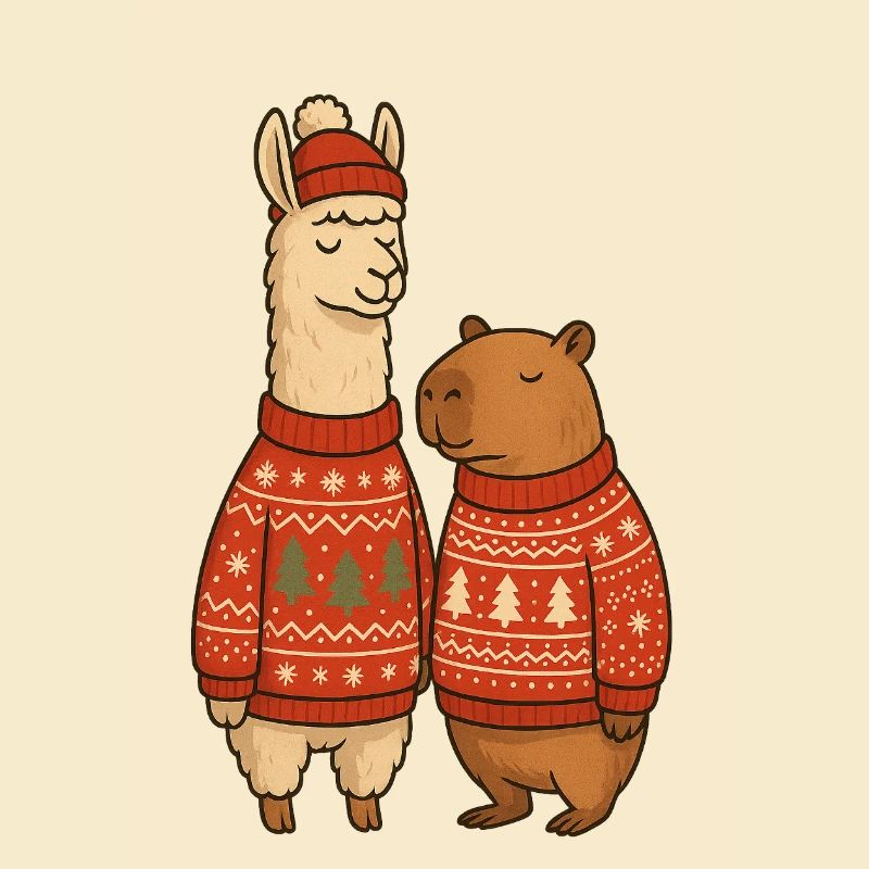 Duo de pulls de Noël Lama et Cabibara
