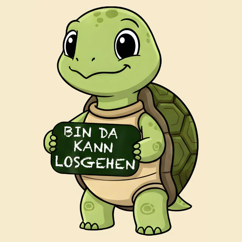 Cute turtle with funny starting phrase