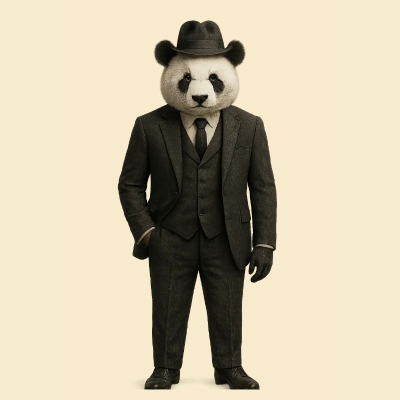 Panda in eleganter Kostüm