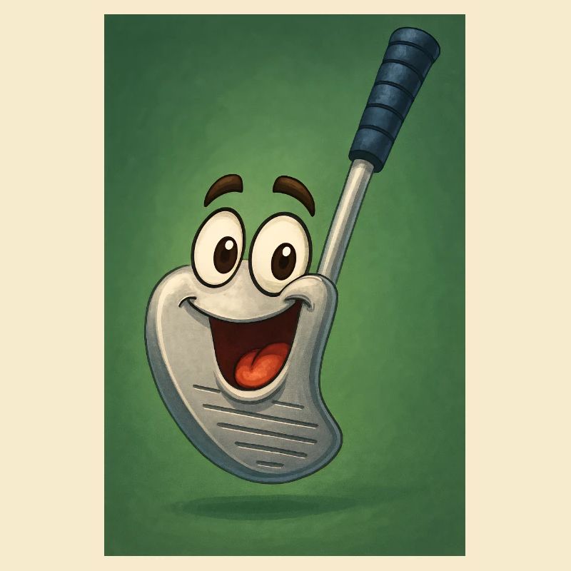 Glücklicher Golfschläger mit Gesicht