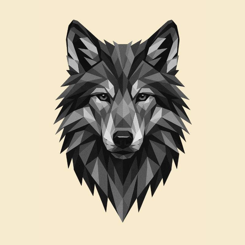 Geometrischer Grauwolf Kopf