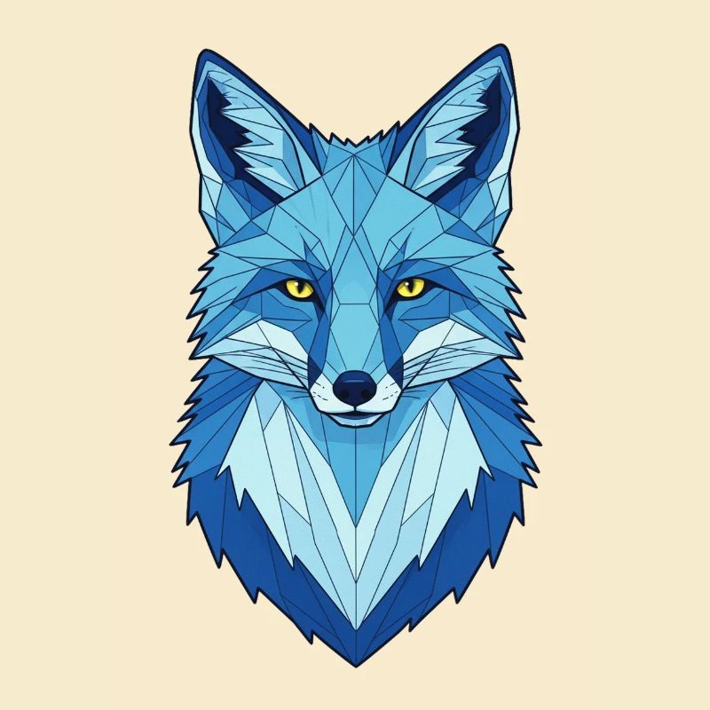 Blue Geometric Wolf Head