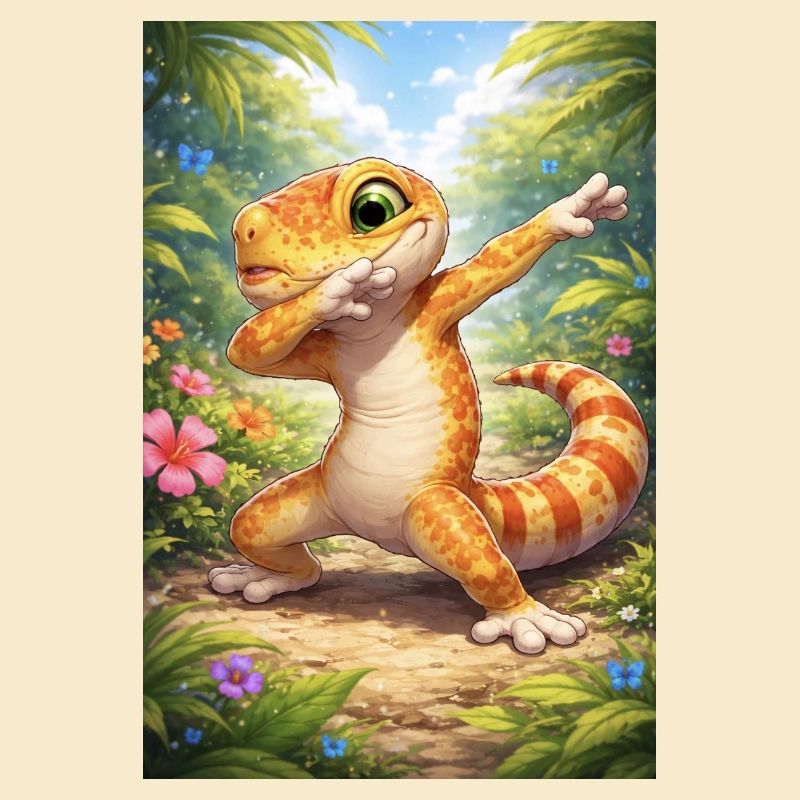 Tropen-Gecko im Dabbing-Stil