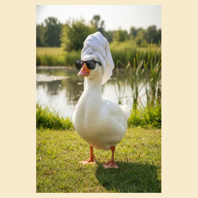 Canard Spa avec lunettes de soleil