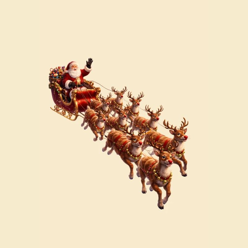 Santa mit Schlitten