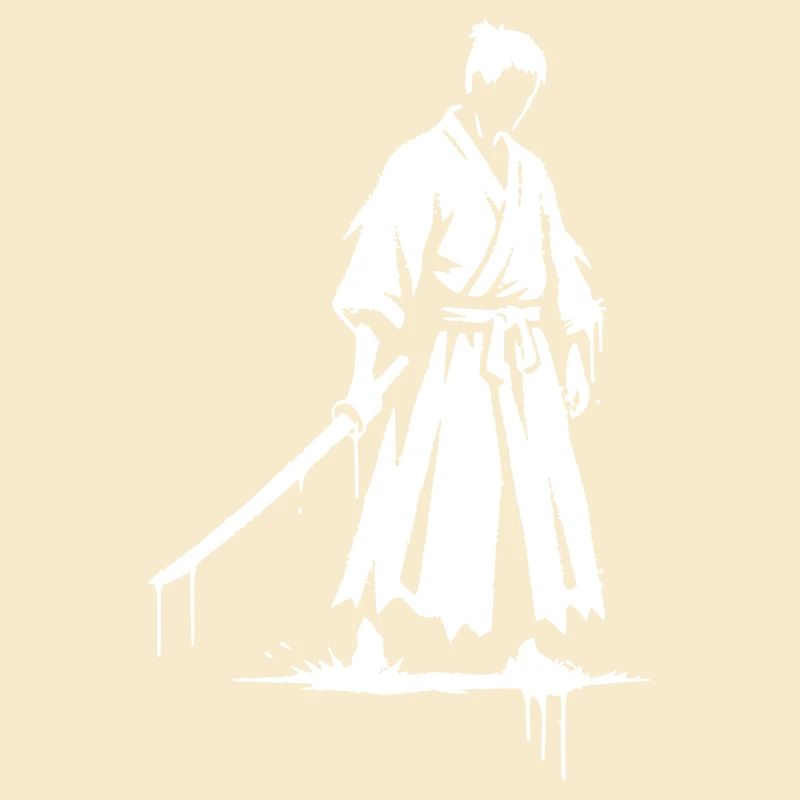 Sad ronin samurai warrior graffiti