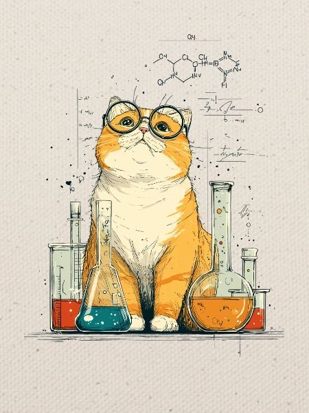 Chemiekatze im Labor