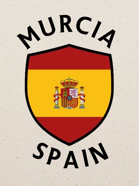 Murcia-Schild unter spanischer Flagge