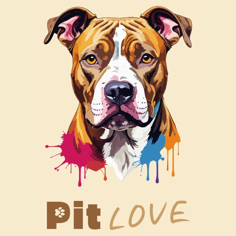 Pit LOVE: Bunte Pitbull-Illustration/Portrait