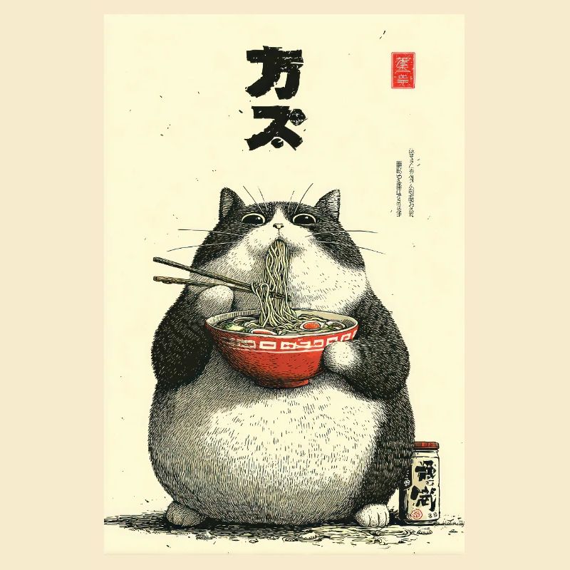 Ramen Chats Chonky Ukiyo-e