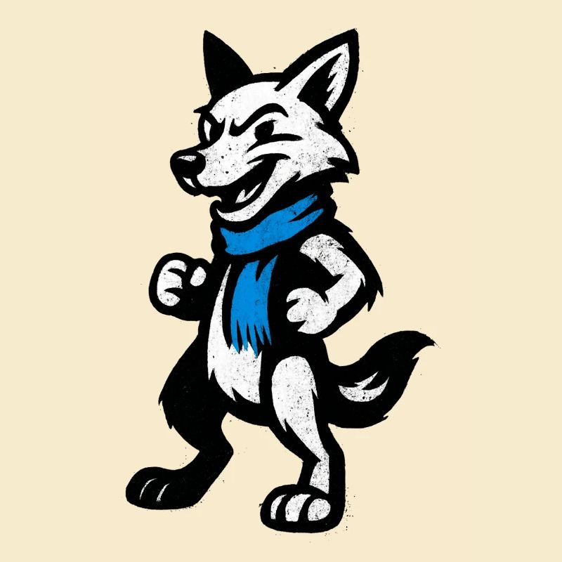 Wolf hero with blue scarf