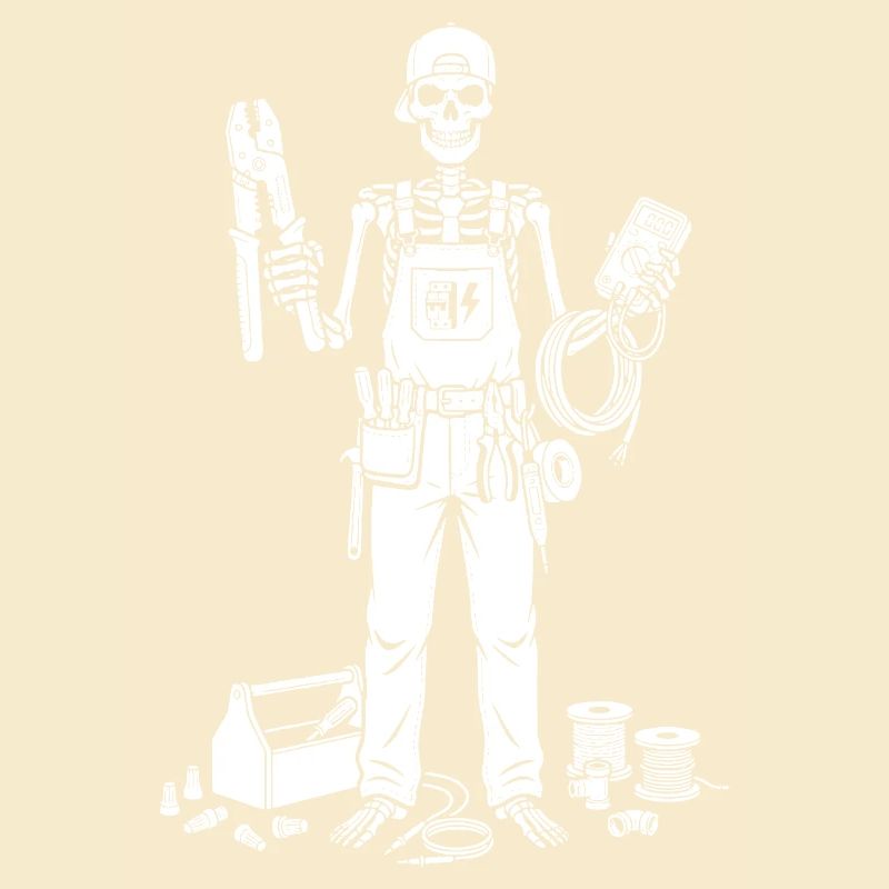 Skeleton Electrician with Toolkit