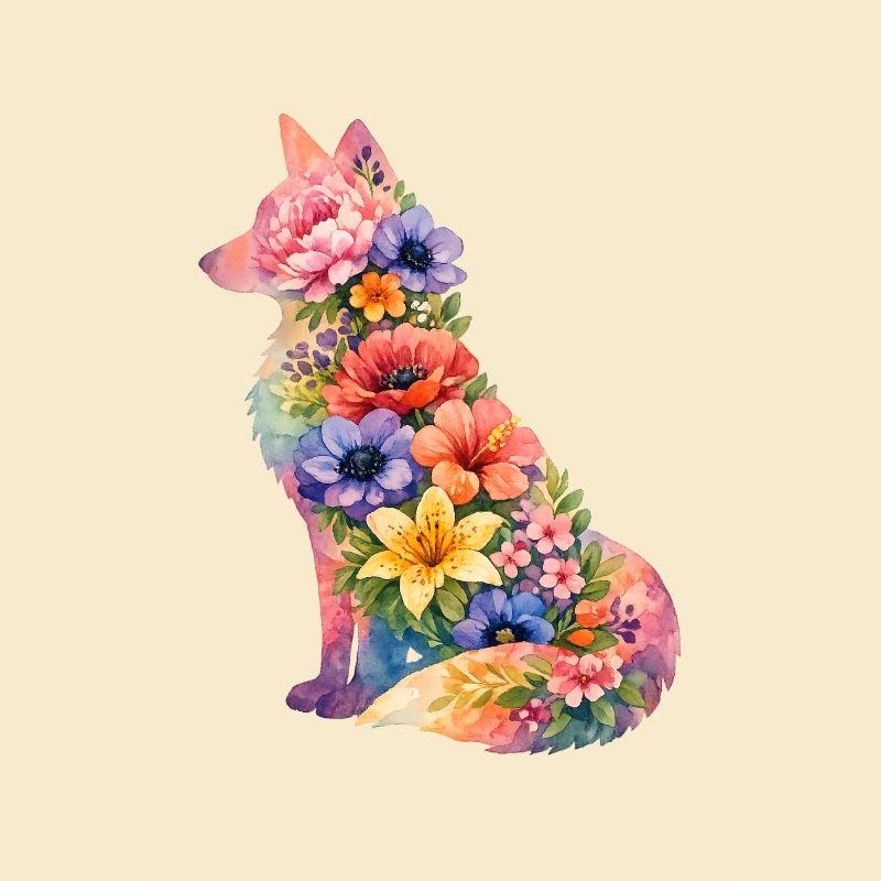 Fuchs Silhouette Blumen
