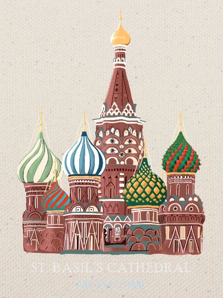 Moskau, Handgezeichnete Basiliuskathedrale