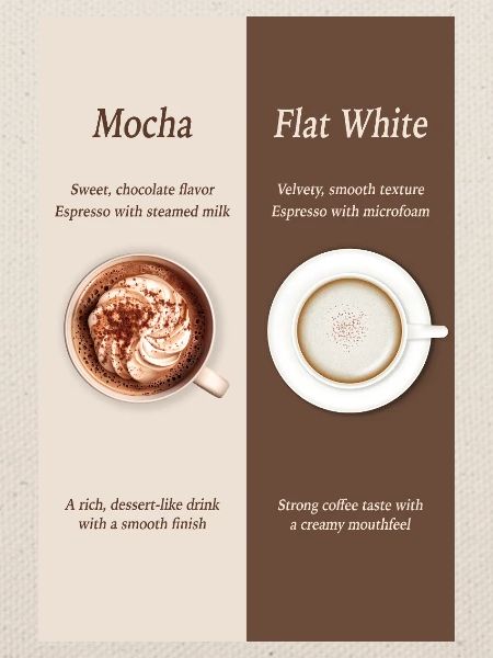 Mocha vs Flat White Coffee Poster