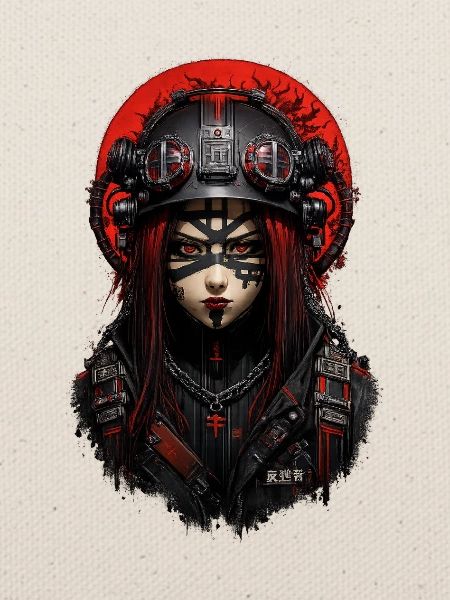 Kriegerin im Cyberpunk-Gothic-Helm