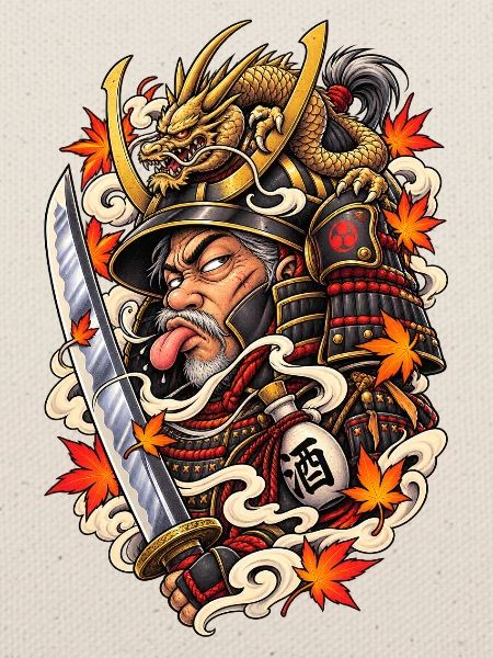 Samurai Drache auf Stahlhelm