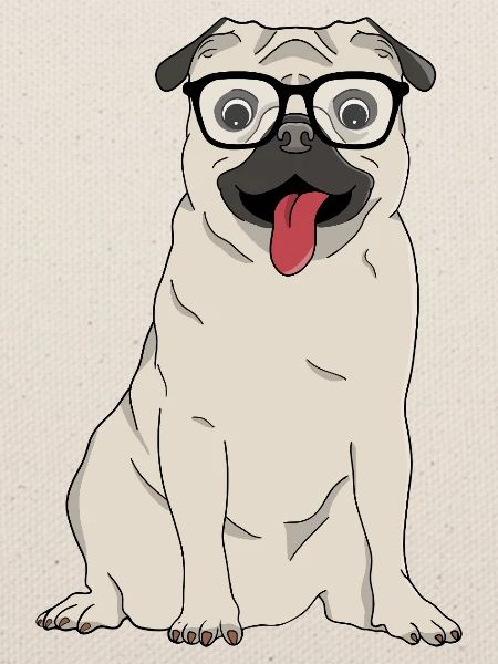 Lustiger Mops mit großer Nerd-Brille