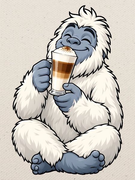 Yeti mit Latte Macchiato