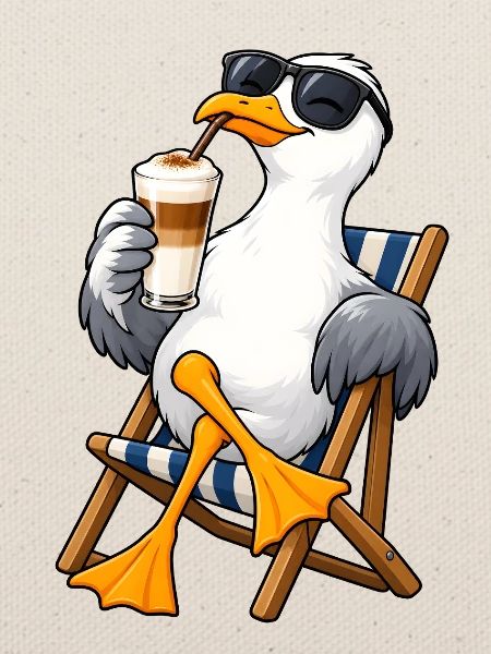 Möwe mit Latte Macchiato