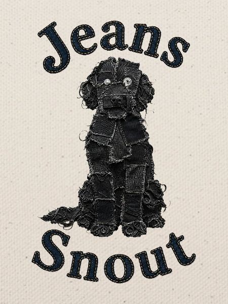 Schwarzer Doodle im Jeansflicken-Stil