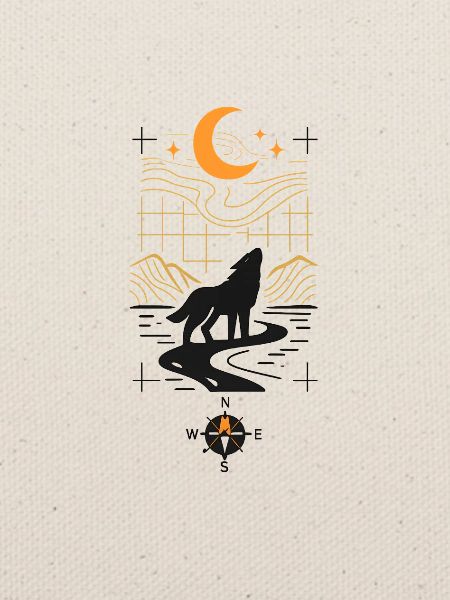 Mondnacht Wolf am Fluss