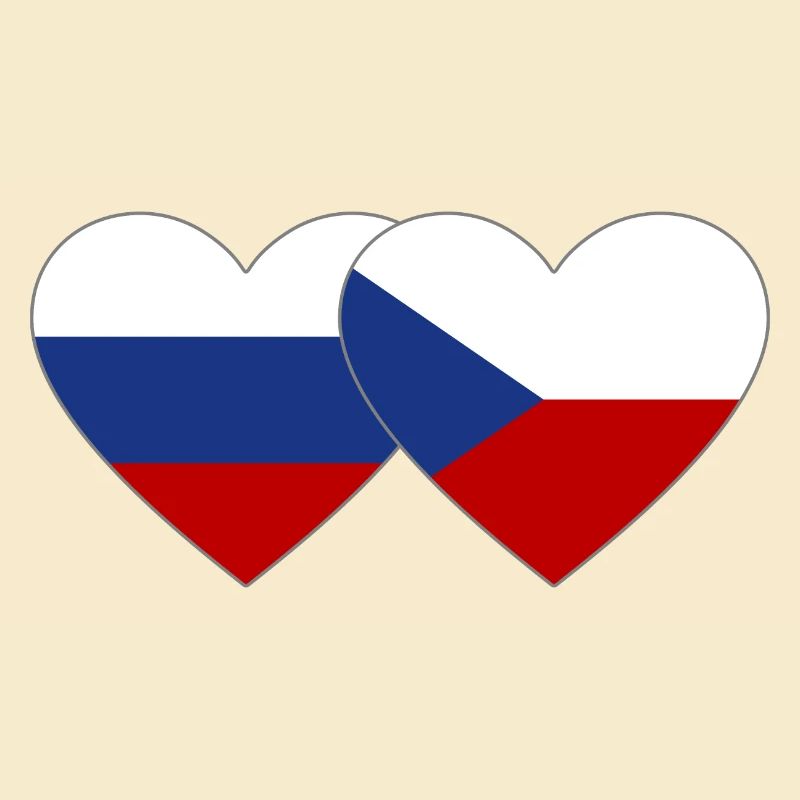 Russie République tchèque Drapeau coeur Drapeau