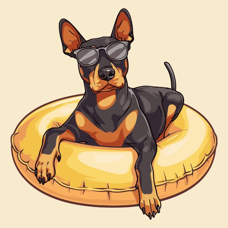 Dobermann Hund Sommer Comic