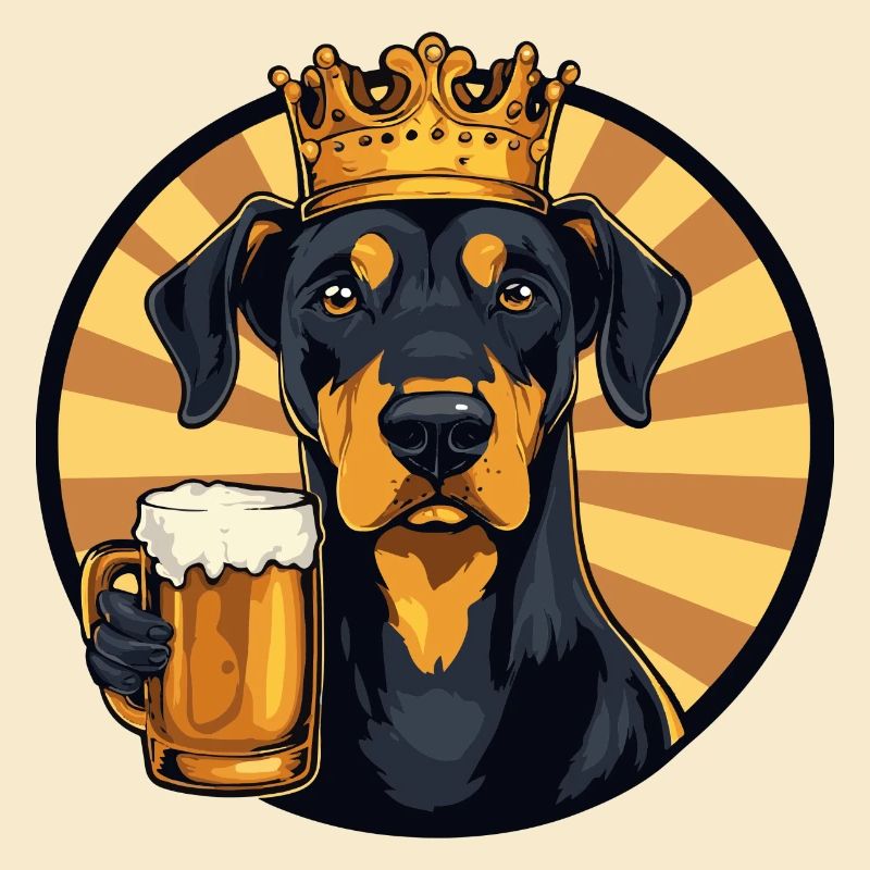 Dobermann Hund Bier Comic