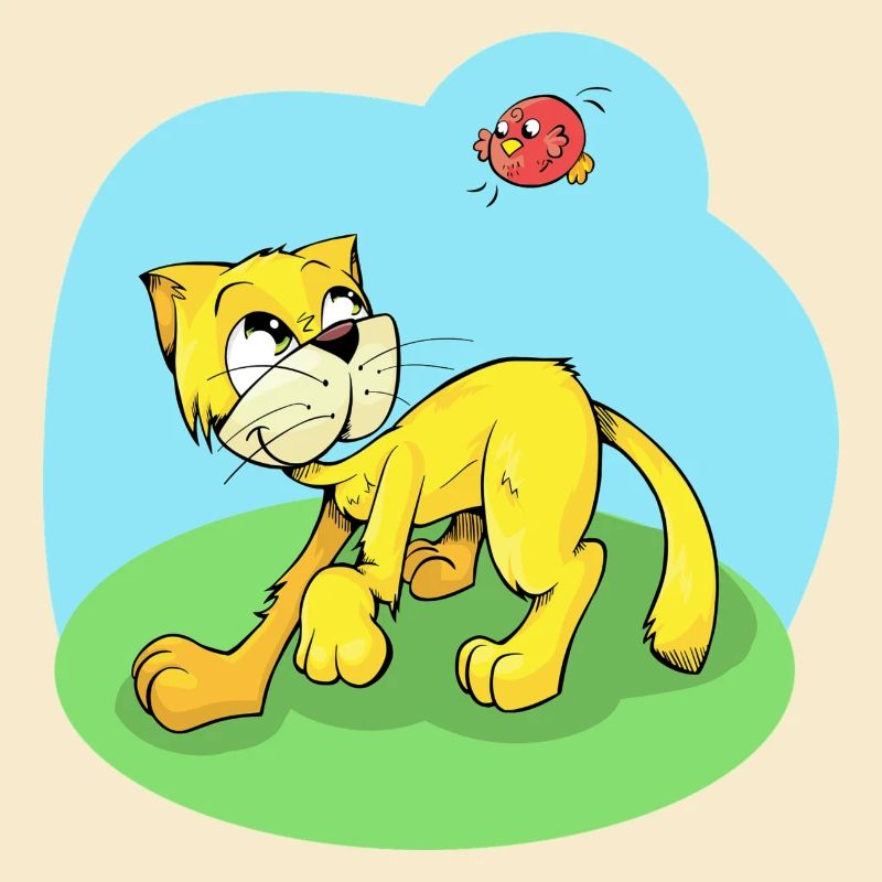 Katze mit Vogel