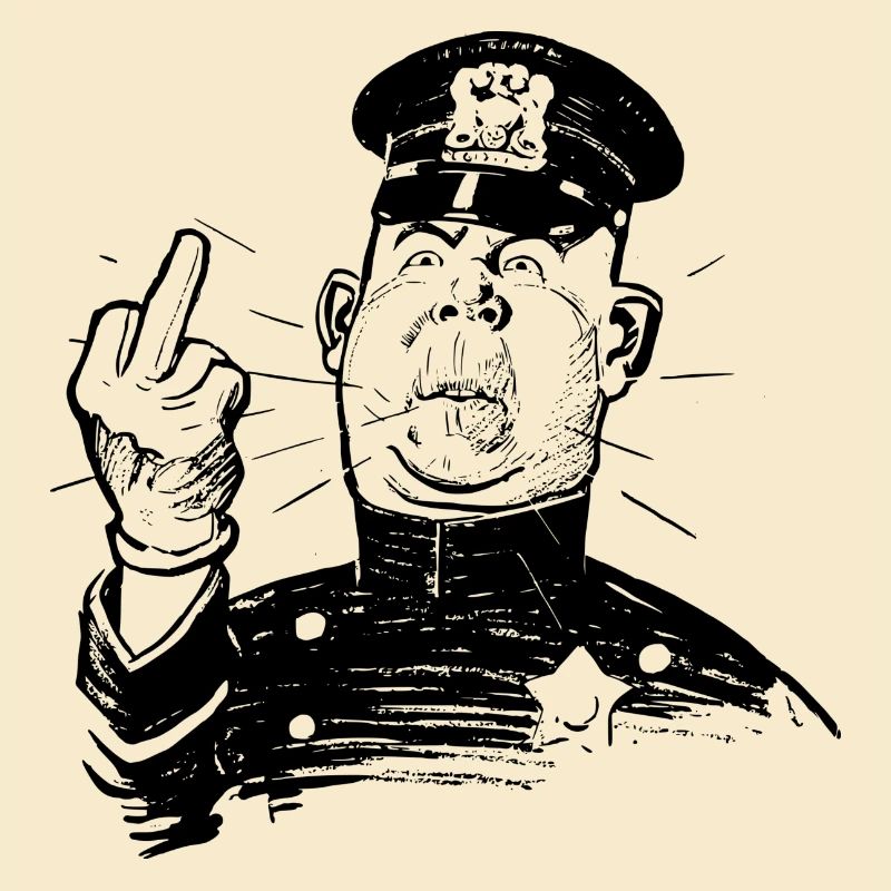 Furious policeman shows Ms. Finger