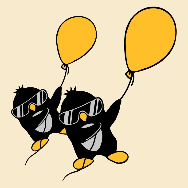 2 pingouins ballon volant