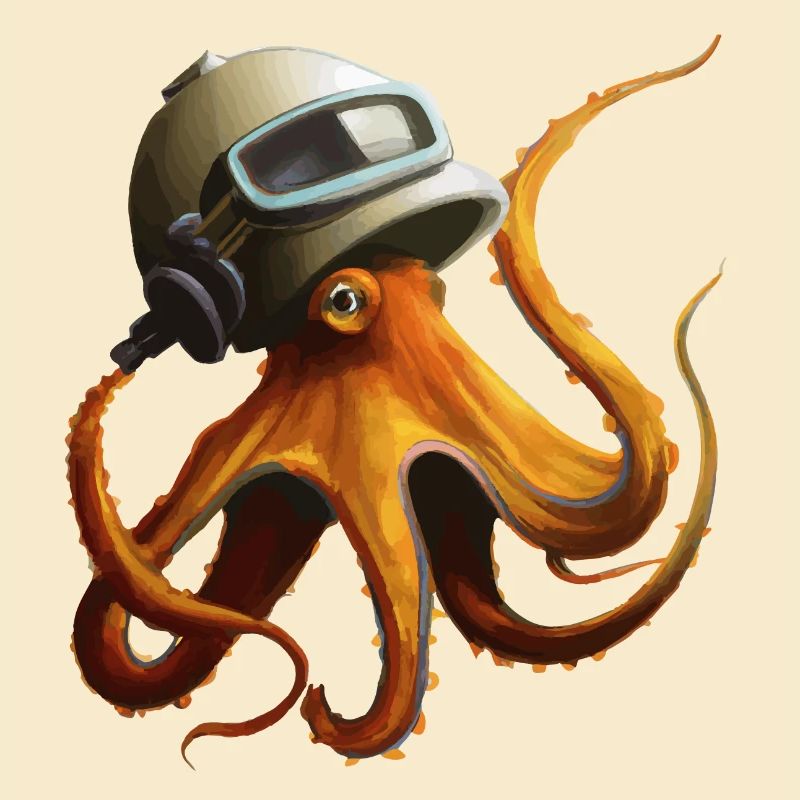 Octopus octopus with helmet Gift idea