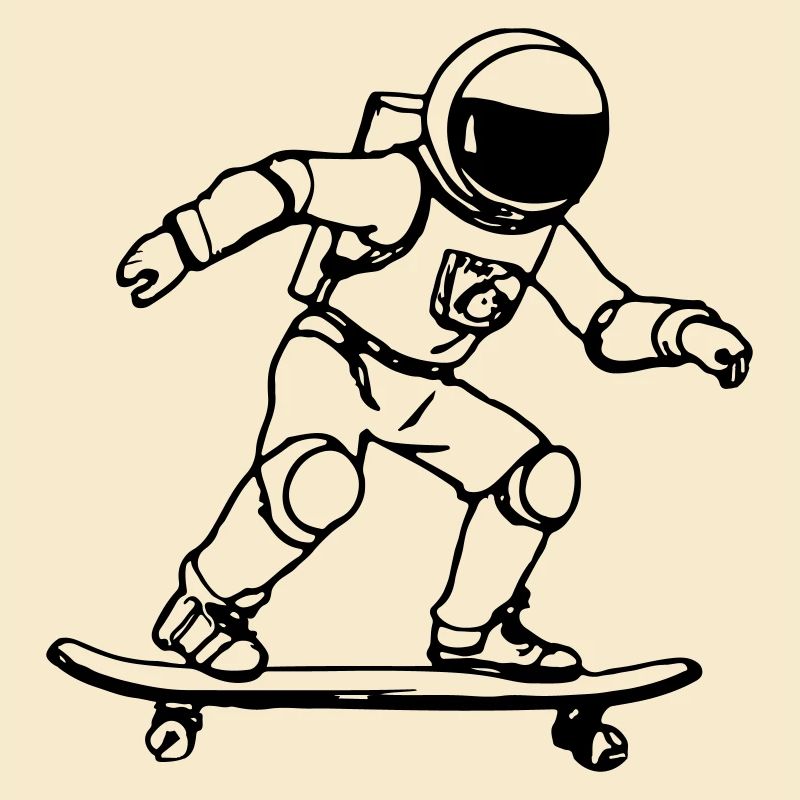 Astronaut rides skateboard space astronauts