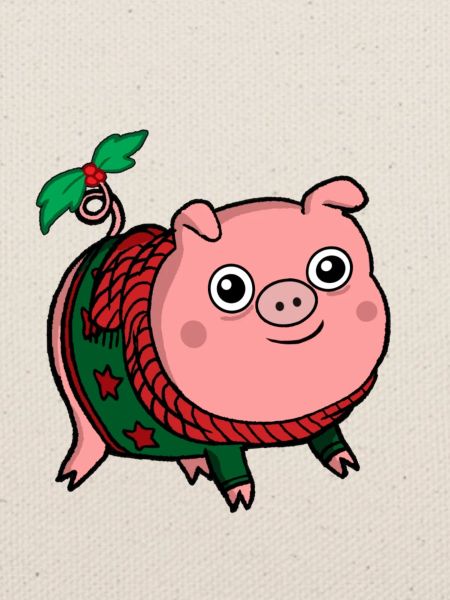 Weihnachtsschwein süßer Winterpullover