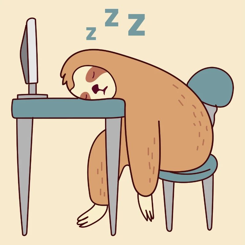 Sloth Working Falling Asleep Lazy Office Tired